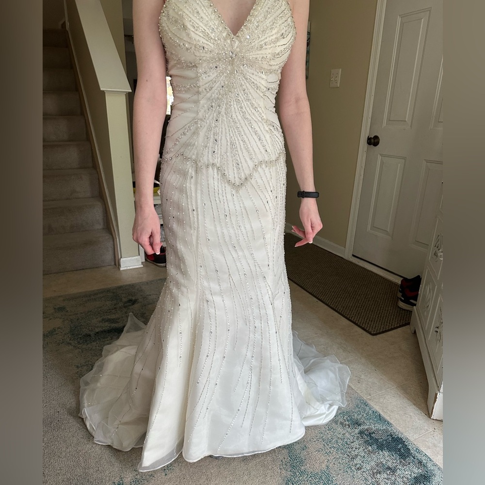 Elegant beaded ivory Wedding Dress with train - Picture 16 of 16